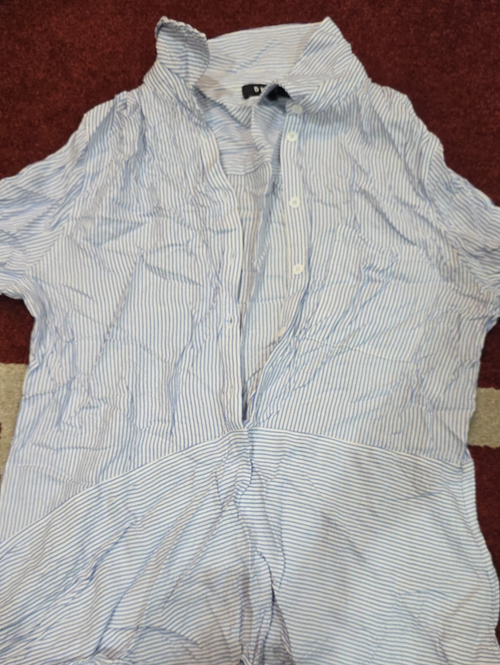 DKNY Light Blue and White Striped Women's Blouse